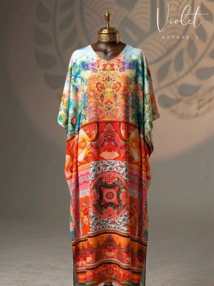 Violet Premium Bohemian Mandala Kaftan – Multicolour