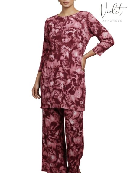 Printed Lounge Wear Set – Burgundy Print